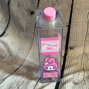 5/$20‎ Sanrio 2021 My Melody Strawberry Milk Carton Water Bottle Clear Storage